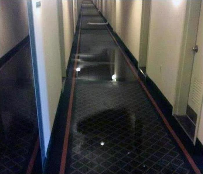 Hotel Hallway flooded in storm